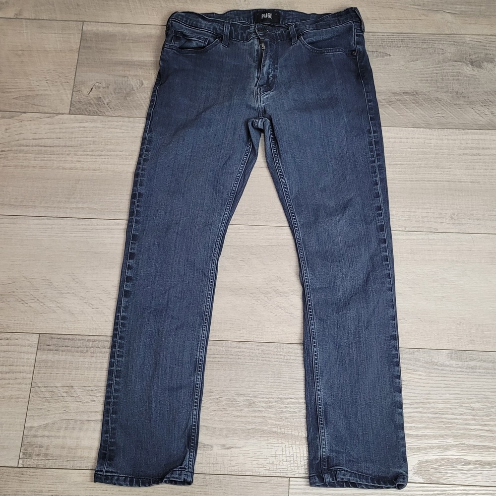 👖PAIGE Jeans Men 33x30 Inkwell Dark Wash FEDERAL Slim Straight Stretch Low Rise